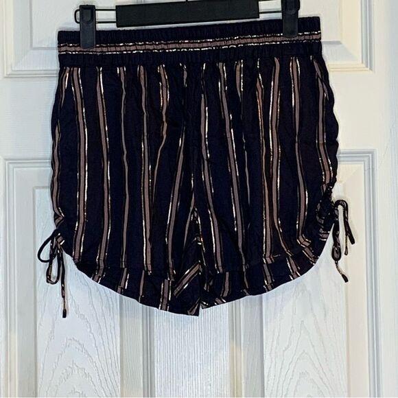 Anthropologie Cameron Metallic Striped Side Tie Shorts Size XS - Picture 3 of 13